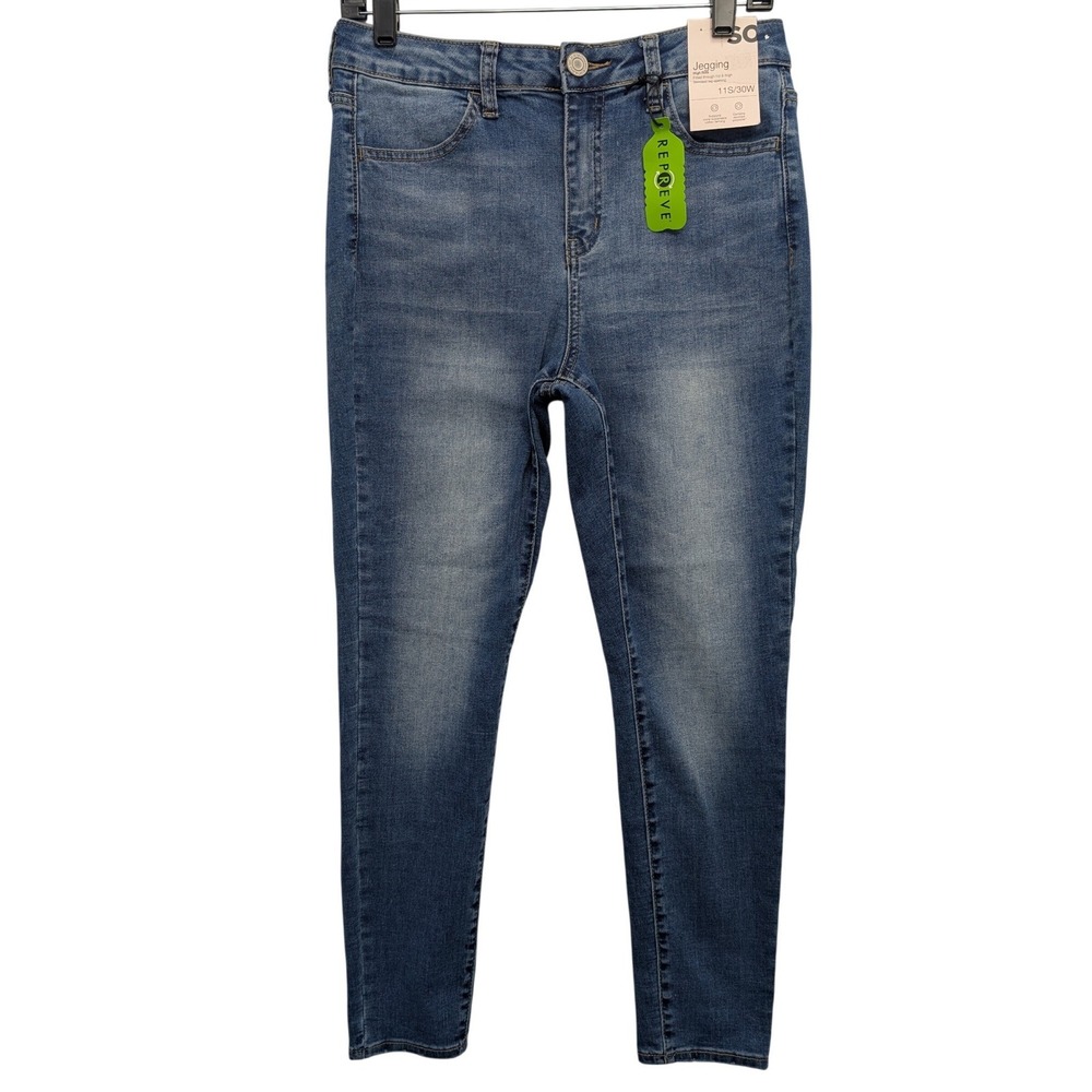 NWT SO High Rise Jegging Womens 11S 30W‎ Medium Wash Blue Repreve JG93D003RWS